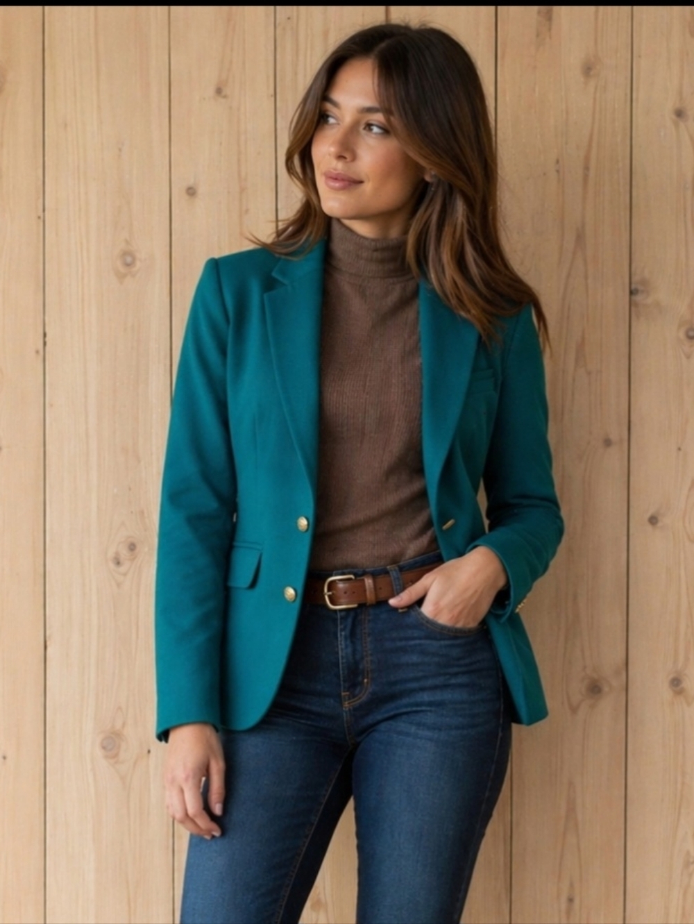 J. Crew Teal Blazer with Gold Buttons